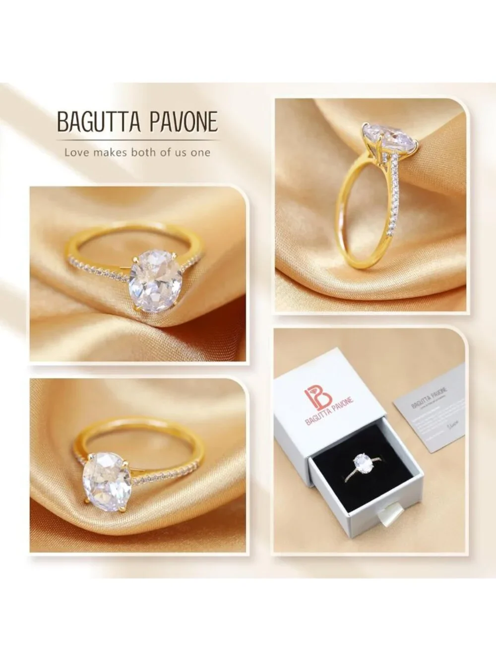 Stunning 925 Sterling Silver CZ Engagement Rings, 18K Gold Plated, Various Cuts